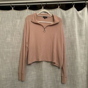 Pink Long-Sleeve Quarter-Zip Top